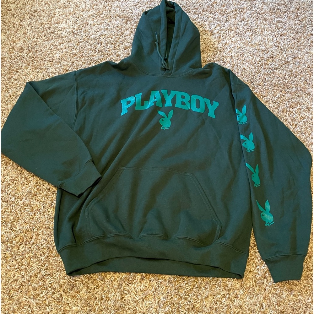 New with Tags Men’s Playboy Hoodie Green Sweatshirt Authentic Sz L